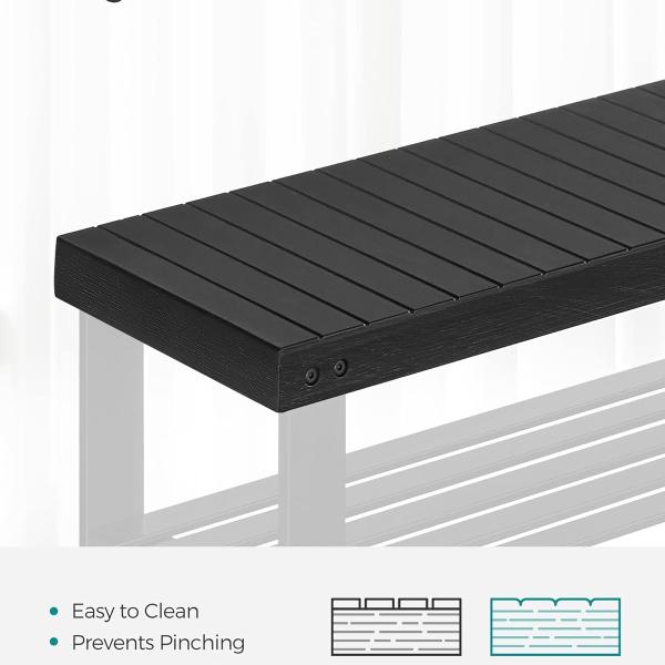 SONGMICS Shoe Rack Bench, 3-Tier Bamboo Shoe Storage Organizer, Entryway Bench