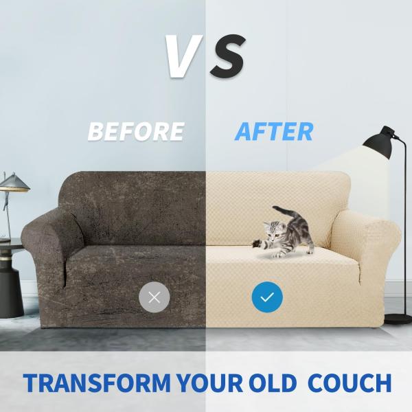 ZNSAYOTX 1 Piece Jacquard Couch Covers for 3 Cushion Couch Living Room High Stretch