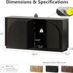 WIN2WIN 65" Fluted Sideboard Buffet Cabinet with Storage