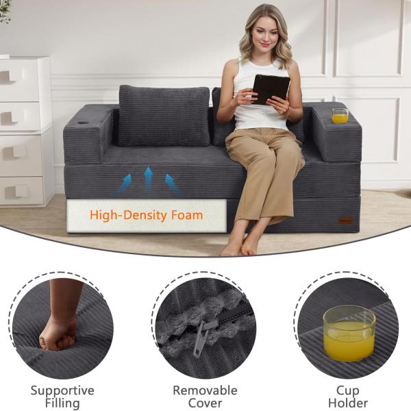 MeMoreCool Futon Couch Convertible Sofa Bed Queen