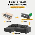 108” Cloud Sectional Couch in One Box, Compressed Modular Sectional Sofa with Deep Seat