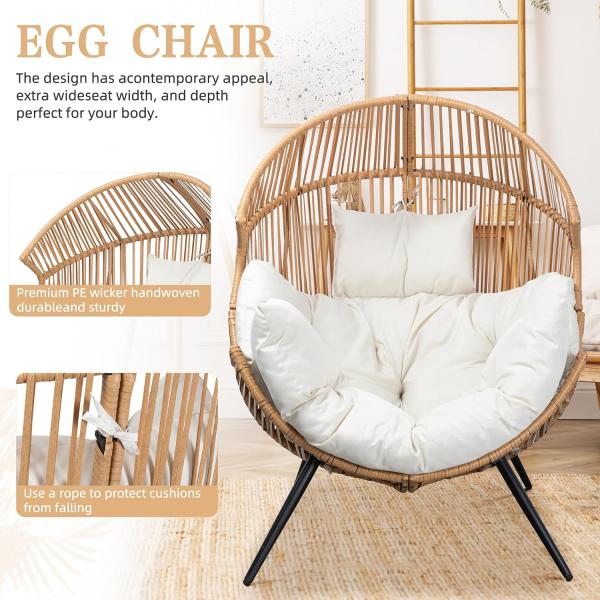 Vongrasig Wicker Egg Chair PE Rattan Chair with Cushion