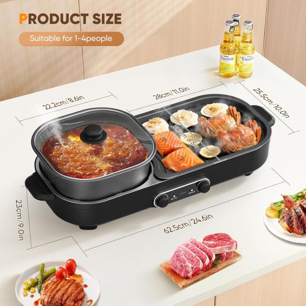 2 in 1 Hot Pot Electric with Grill