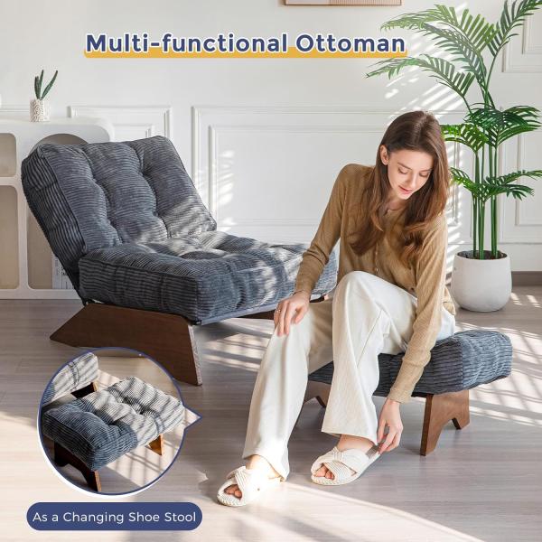 MAXYOYO Accent Chair with Ottoman Adjustable Backrest