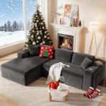 108” Cloud Sectional Couch in One Box, Compressed Modular Sectional Sofa with Deep Seat