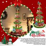 6 Tier 72 Inch Christmas Tree Village Stand Christmas Bookshelf Display Supply Large Xmas Ornament Displays Tree Stands Xmas Wooden Display Trees Stand for Holiday Displays(Circle)