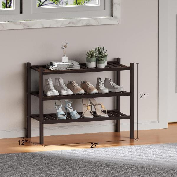 3 Tier (Thick) Bamboo Shoe Rack for Closet