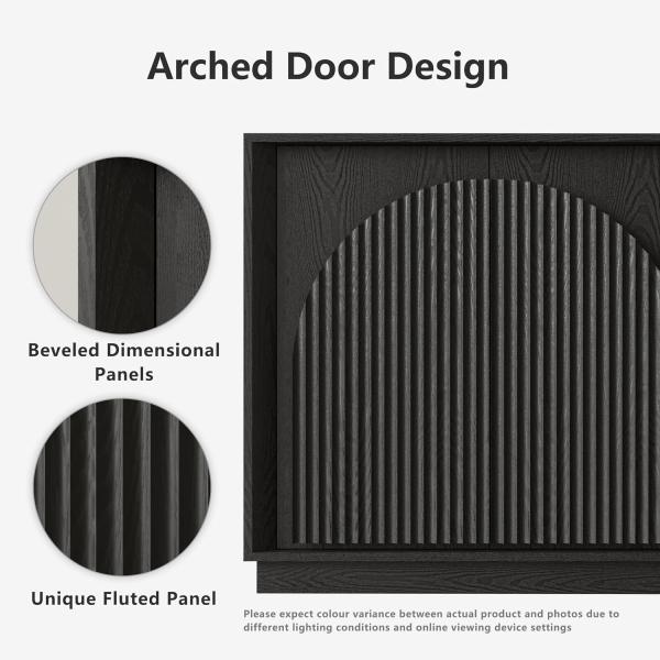 WIN2WIN 65" Fluted Sideboard Buffet Cabinet with Storage