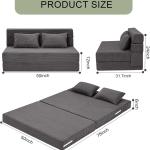 eMoreCool Boneless Folding Sofa Bed Full, Corduroy Convertible Sleeper Chair