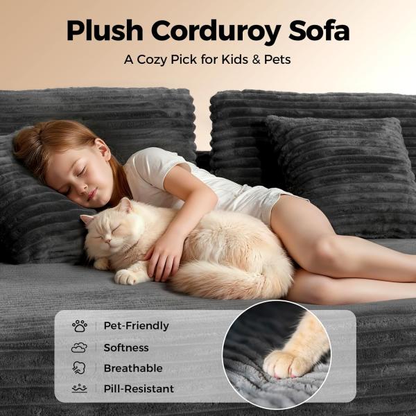 108” Cloud Sectional Couch in One Box, Compressed Modular Sectional Sofa with Deep Seat