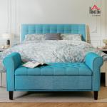 HOMCOM 50" Storage Ottoman Bench, Upholstered End of Bed Bench with Rolled