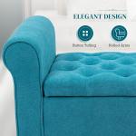 HOMCOM 50" Storage Ottoman Bench, Upholstered End of Bed Bench with Rolled