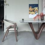 Modern Round Sintered Stone Table Top Walnut Wood Adjustable Dining Furniture Home Bar with Panel Style Bamboo Wood