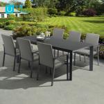 Uland Contemporary Indoor Outdoor Use Ceramic Top Aluminium Frame Dining Table Rectangle Black Dinning Table Set