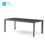 Uland Contemporary Indoor Outdoor Use Ceramic Top Aluminium Frame Dining Table Rectangle Black Dinning Table Set