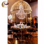 Luxury Wedding Furniture Crystal Top Stainless Steel Dining Table