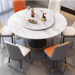 Dining Table and Chair Combination Modern Minimalist Home Italian Style Round Table with Turntable Circular Rock Dining Table