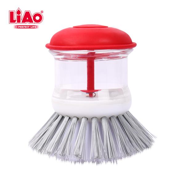 LIAO Round Hand Scrub Kitchen Brush with Soap Dispenser