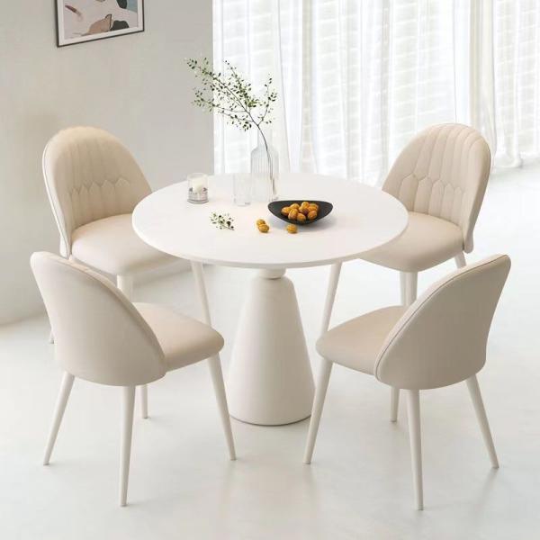 French Style Cream Dining Table Slate Chair Combination Luxury Reception Negotiation Balcony Accessible for Small Apartments