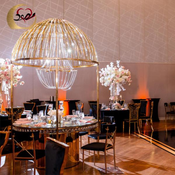 Luxury Wedding Furniture Crystal Top Stainless Steel Dining Table