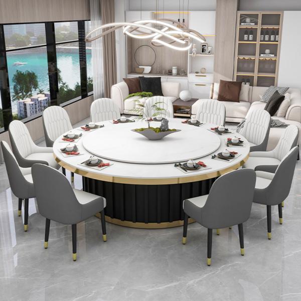 Modern 20-Person Capacity Commercial Hot Pot Table Large Hotel Dining Electric Rock Plate Turntable Box Extendable Metal Chair