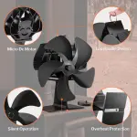 2 PCS Ventilateurs de Cheminée, 5 Lames Ventilateur de Poêle, 7 Pouces Brûleur à Bûches Ventilateur Feu Alimenté par Chaleur
